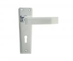 Polished Chrome "Deco" Door Handles with Keyhole (JV253PC)