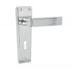 Satin Chrome "Deco" Door Handles with Keyhole (JV253SC)