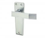 Satin Chrome "Deco" Door Handles without Keyhole (JV254SC)