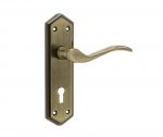 "Paris" Antique / Aged Brass Door Lever Handles with keyhole (JV280AB)