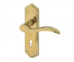 "Paris" Polished Brass Finish Door Lever Handles with keyhole (JV280PVD)