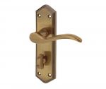 "Paris" Antique / Aged Brass Bathroom Door Lever Handles with T&R keyhole (JV283AB)