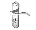 "Paris" Polished Chrome Finish Bathroom Door Lever Handles with T&R (JV283PC)