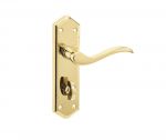 "Paris" Polished Brass Finish Bathroom Door Lever Handles with T&R (JV283PVD)