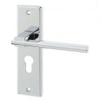 "Delta" Polished Chrome Finish Door Lever Handles with EURO LOCK keyhole (JV3003EPC)